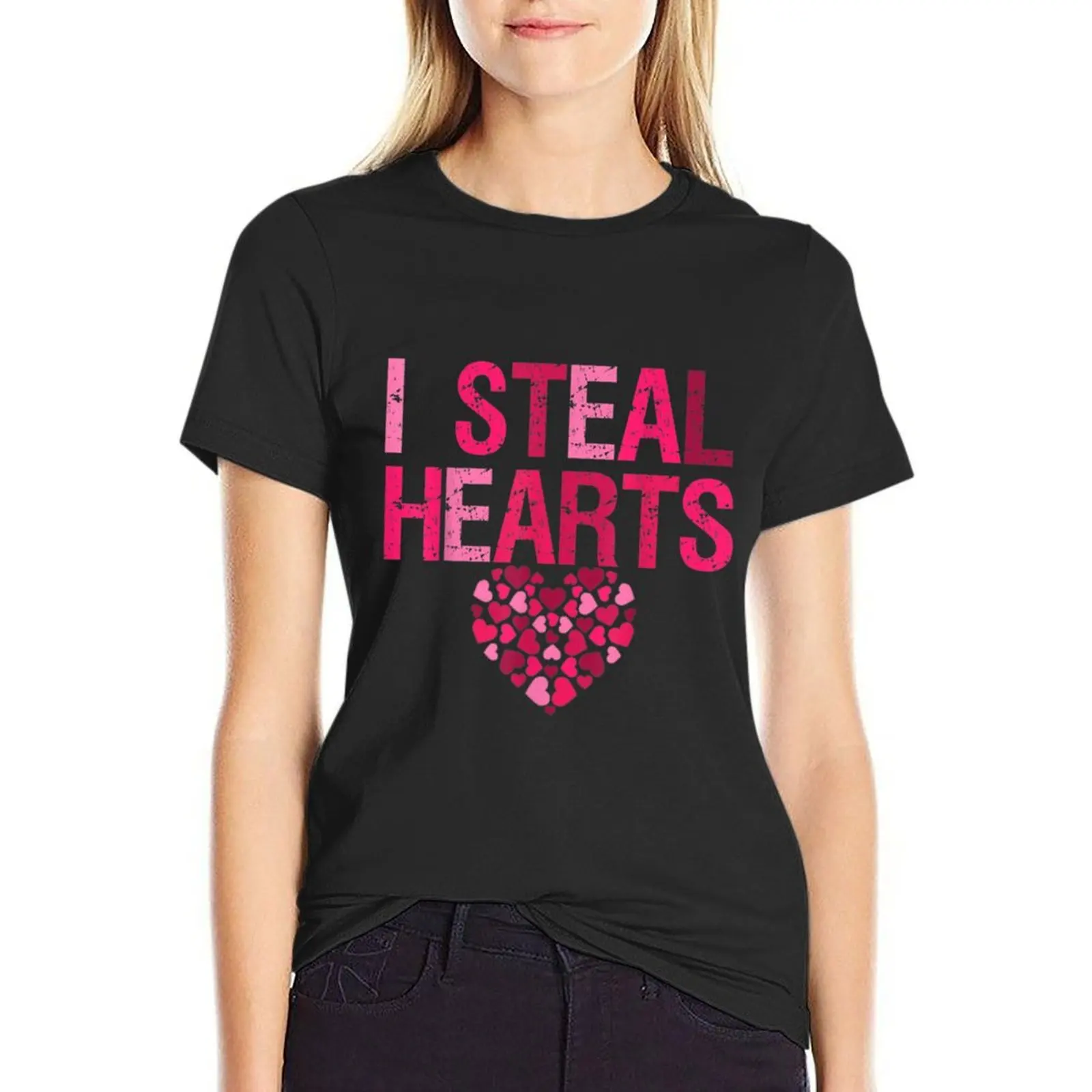 

I Steal Hearts Funny Valentines Day T-Shirt plain plus size tops Top Women