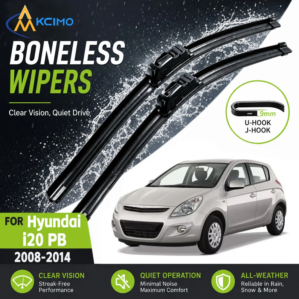 24"+16" U J Hook Windshield Wiper Blades Quiet Wipers For Hyundai i20 PB 2008-2014 Low Noise Front Window Replacement Blades