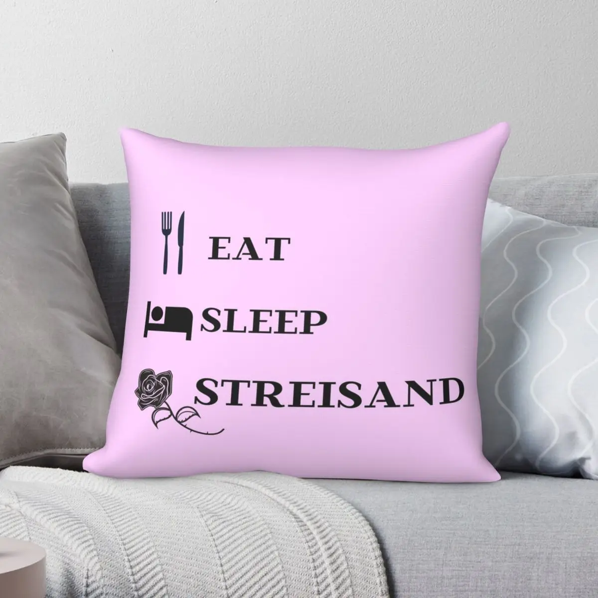 Barbra Streisand Eat Sleep Streisand Square Pillowcase Polyester Linen Velvet Creative Decor Throw Pillow Case Home Cushion Case