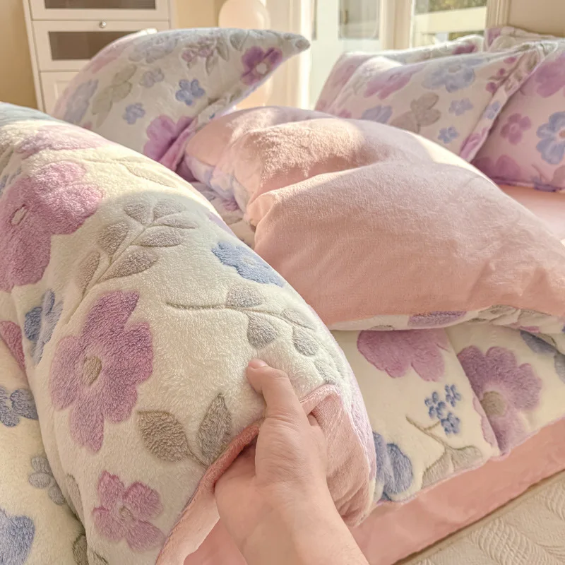 Deep Pocket Flannel Duvet Cover 150x200 Cm Fits 230 Cm Comforter, Heavy Duty Winter Warm Fleece Bedding Wrinkle Free Bedding Bag