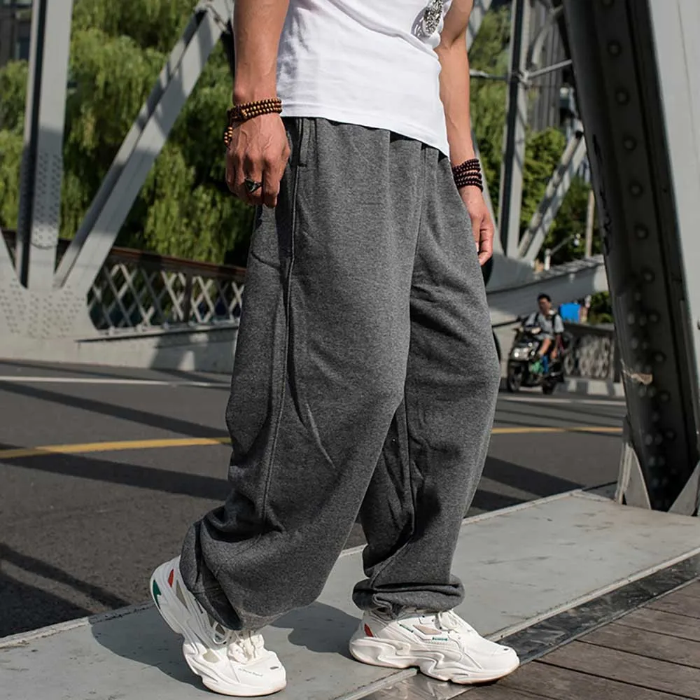 Plus rozmiar Hiphop Harem Joggers męskie spodnie dresowe na co dzień szerokie nogawki luźna, workowata Streetwear spodnie do tańca polarowe spodnie