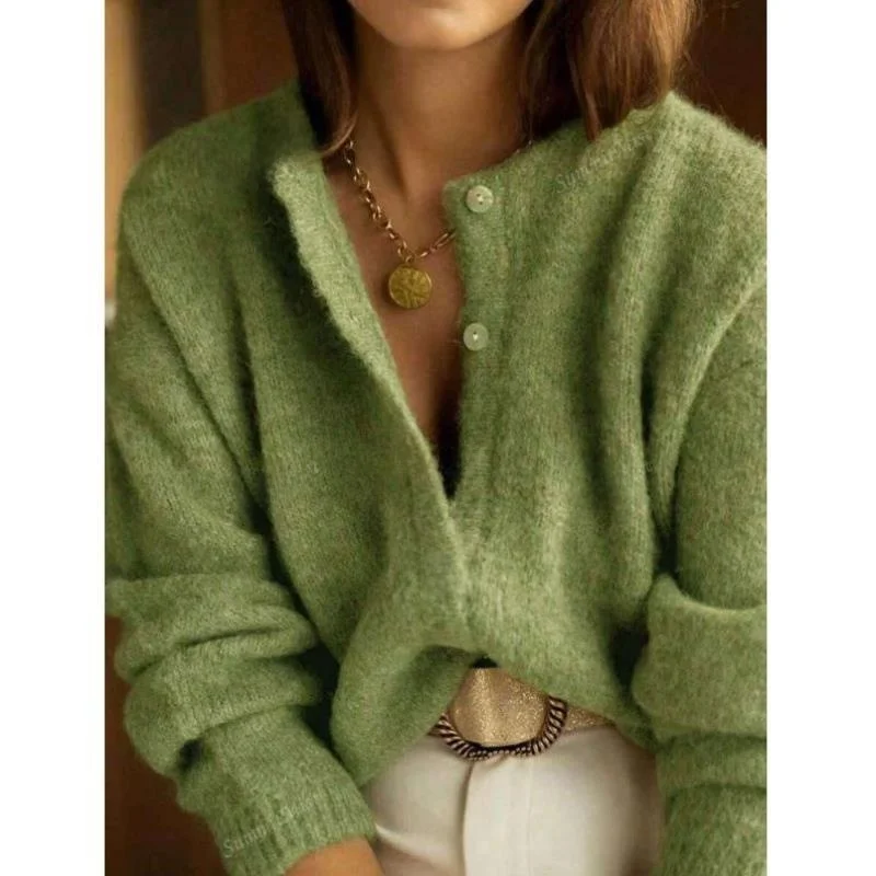 

Cross-Border New Knwear Women's Color Autumn Winter Long oulder Drop Knitted Sweater Ci Walk Inner Wear Collar