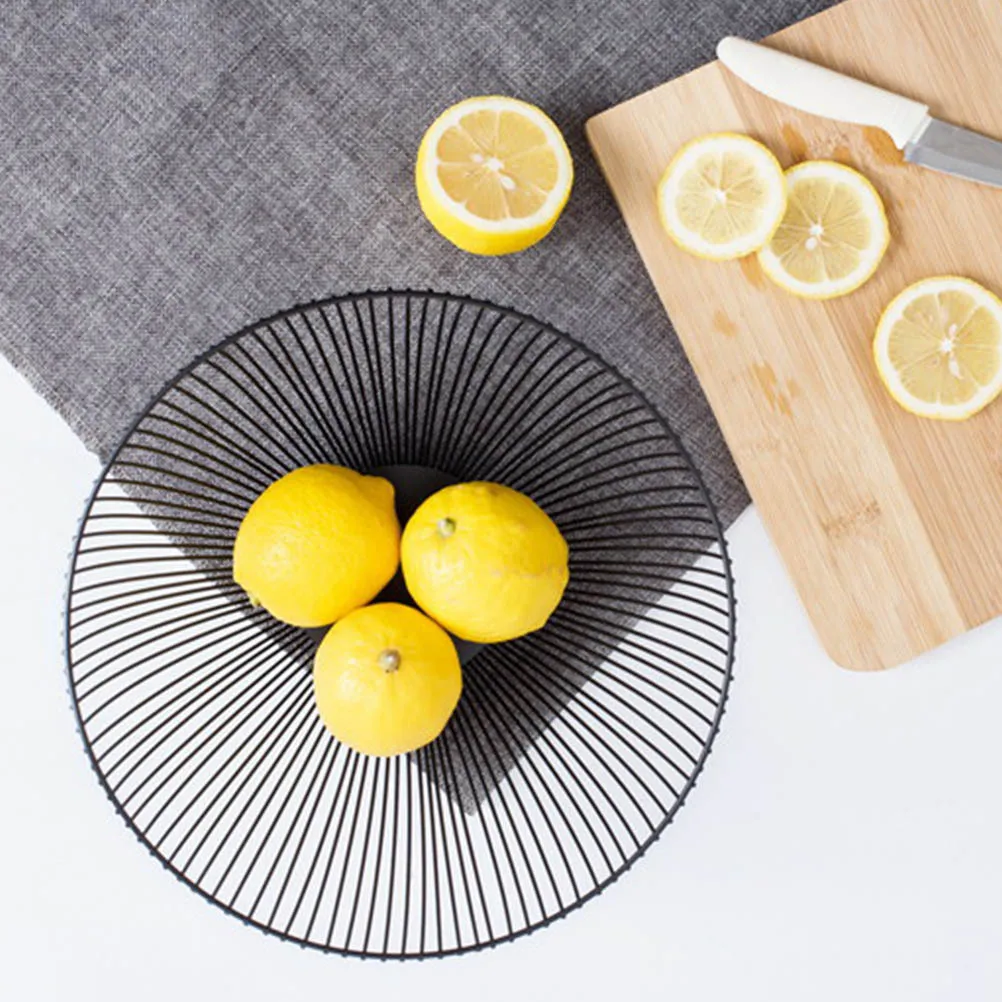 

28Cm Large Iron Bowl Breathable Fruit Wire Basket Snack Plate Vegetable Storage Basket For Kitchen Dining Decor Fruit
