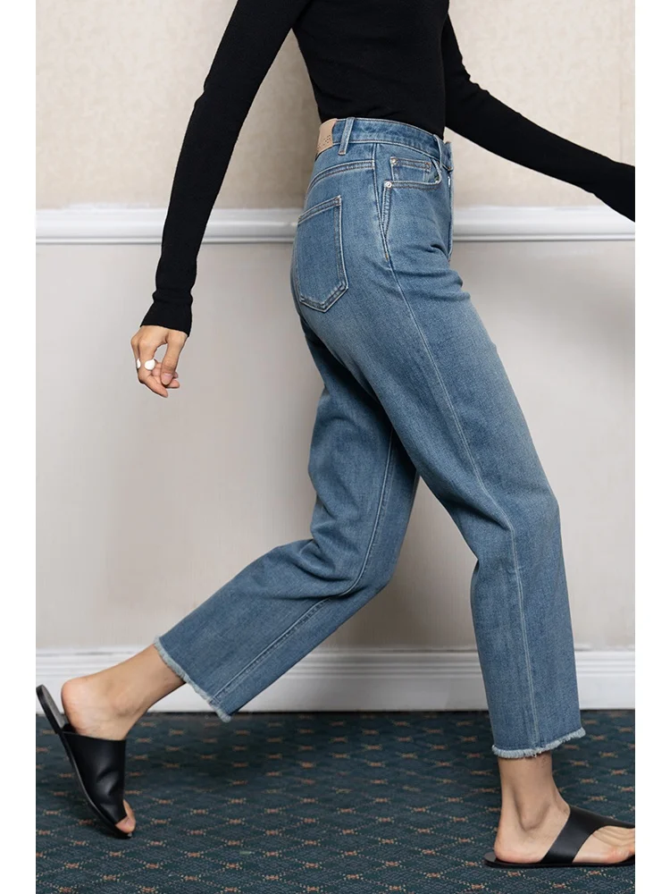 

Джинсы BRUNCHER Classic Retro: модные, приталенные, прямые, с широкими штанинами, из эластичного хлопкового денима, для женщин, на осень-весну