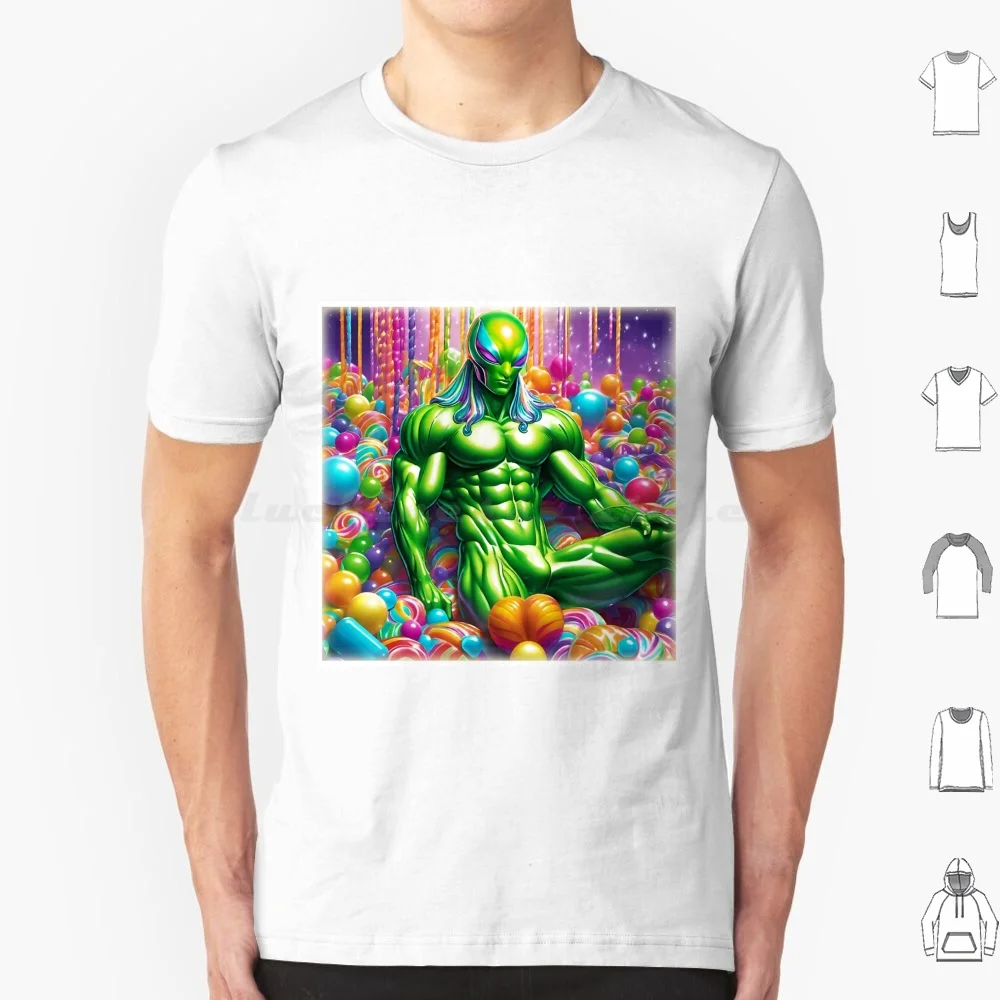 Camiseta de bolas de caramelo de neón (blanca), talla grande, 100% algodón, Bara Yaoi, Anime, Manga, arte de gimnasio, arte Queer, parte inferior muscular, Kink Kinky