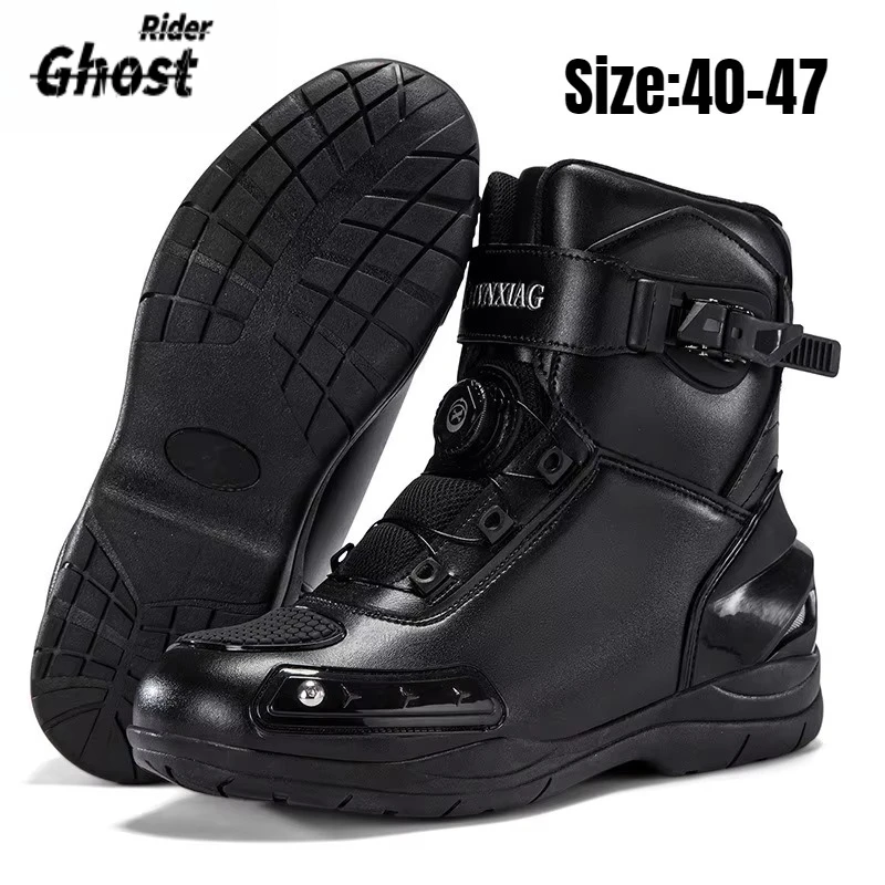 Hot  Anti-Slip Motorcycle Shoes Leather Men Women Motocross Boots Urban Racing Boots for Long Distance Riding