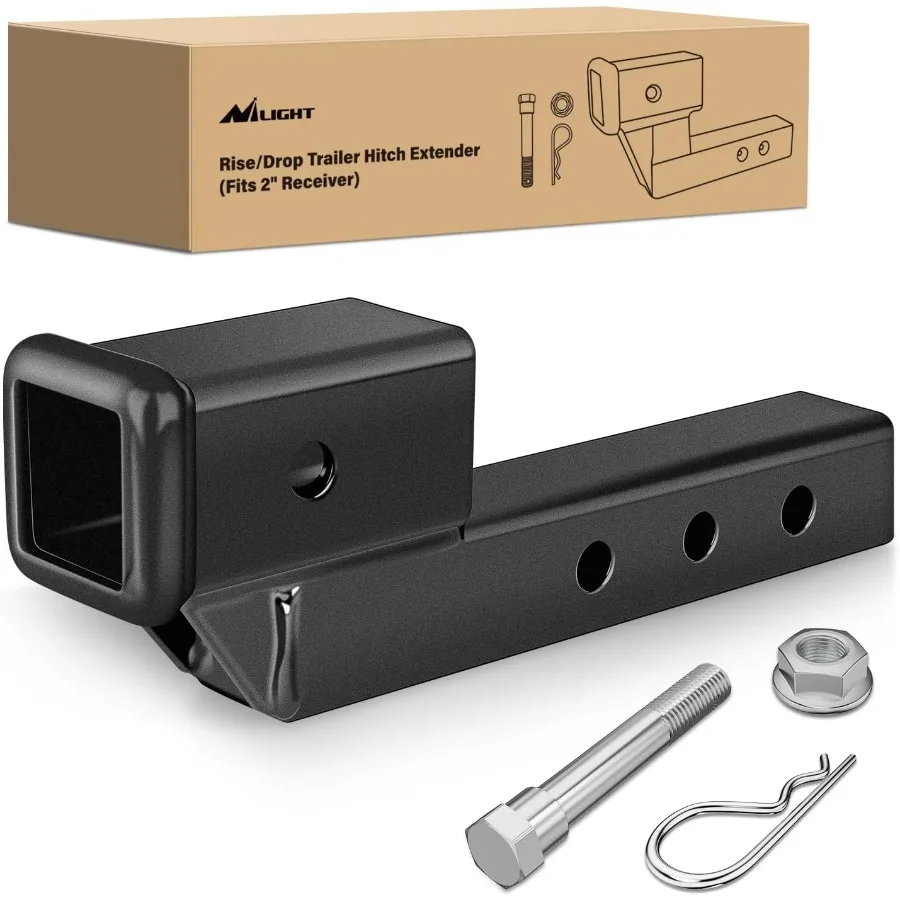 

Trailer Hitch Extension Riser for 2 Inch Receiver with 2 Rise or Drop Adjustable Extend 5 7 9 Length Matte Black Powder Coated