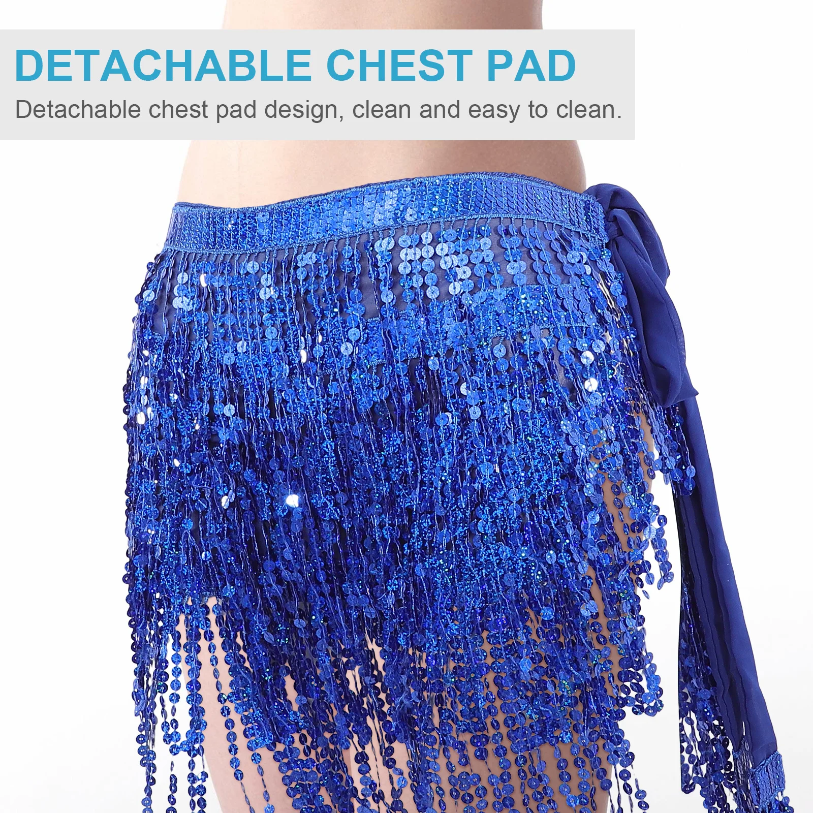 وشاح الورك المزين بالترتر للنساء لأداء الرقص الشرقي، إكسسوار للحفلات التنكرية