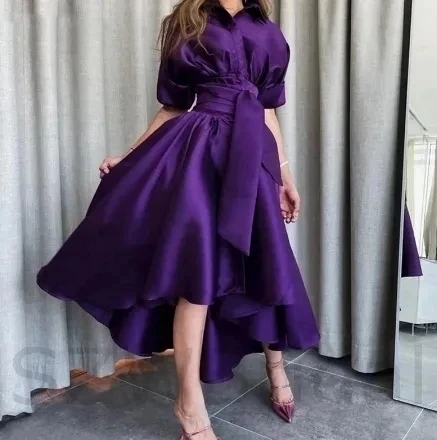 

Angelsbridep New Style Purple Evening Dresses Half Sleeves Empire Waist Sexy Ladies Prom Party Gowns Vestidos De Fiesta 2024