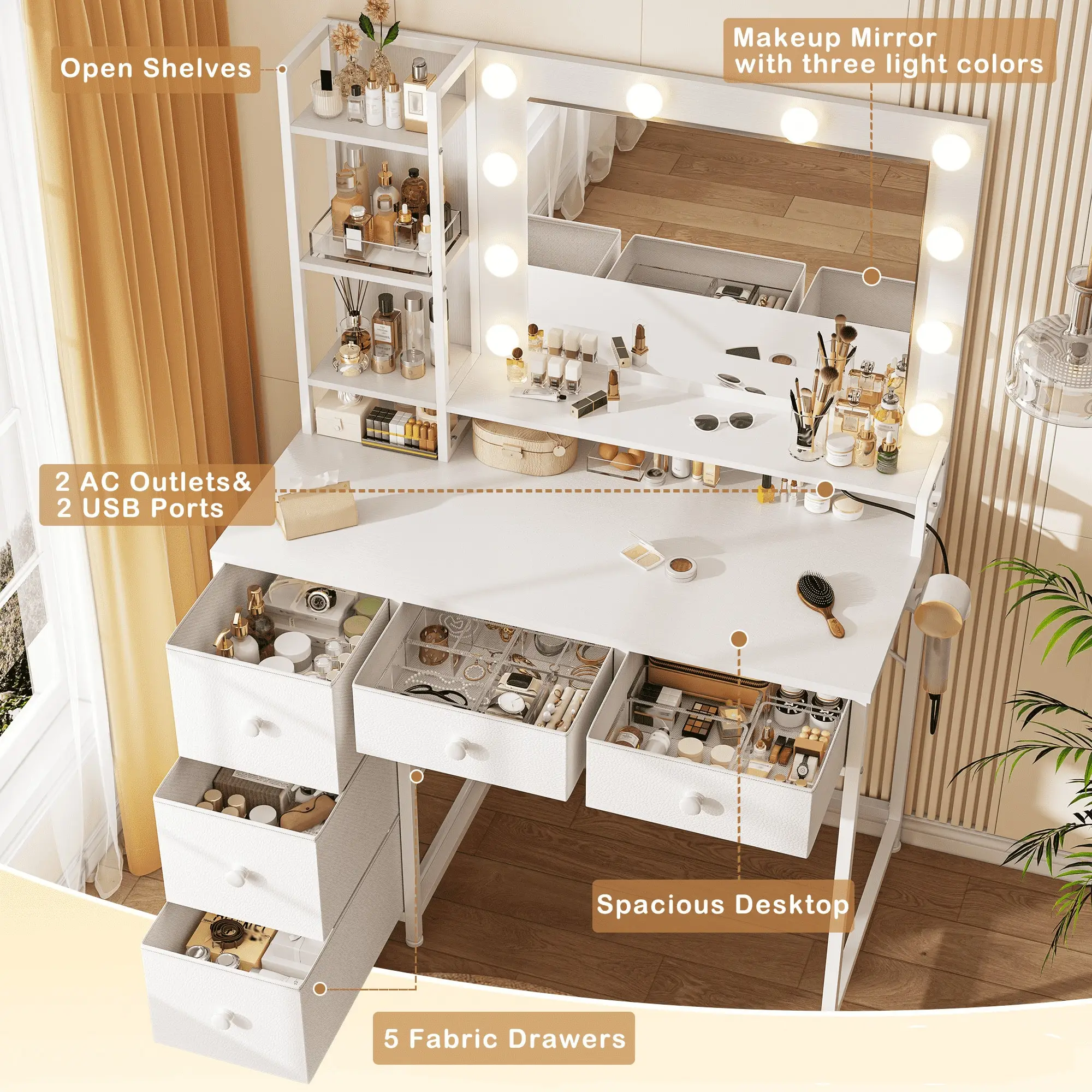 EnHomee Tavolo da Trucco con S - Dressing Table Vanity With Lighted Mirror recensione e prezzo