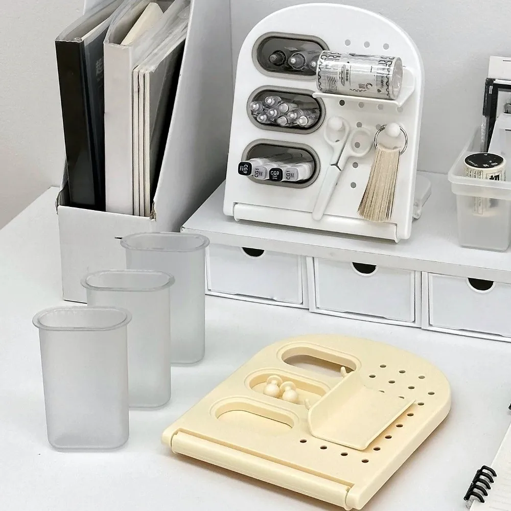 PP يميل إدراج حامل قلم سعة كبيرة ثقب عمودي مجلس تخزين الرف الإبداعية متعددة الوظائف #5