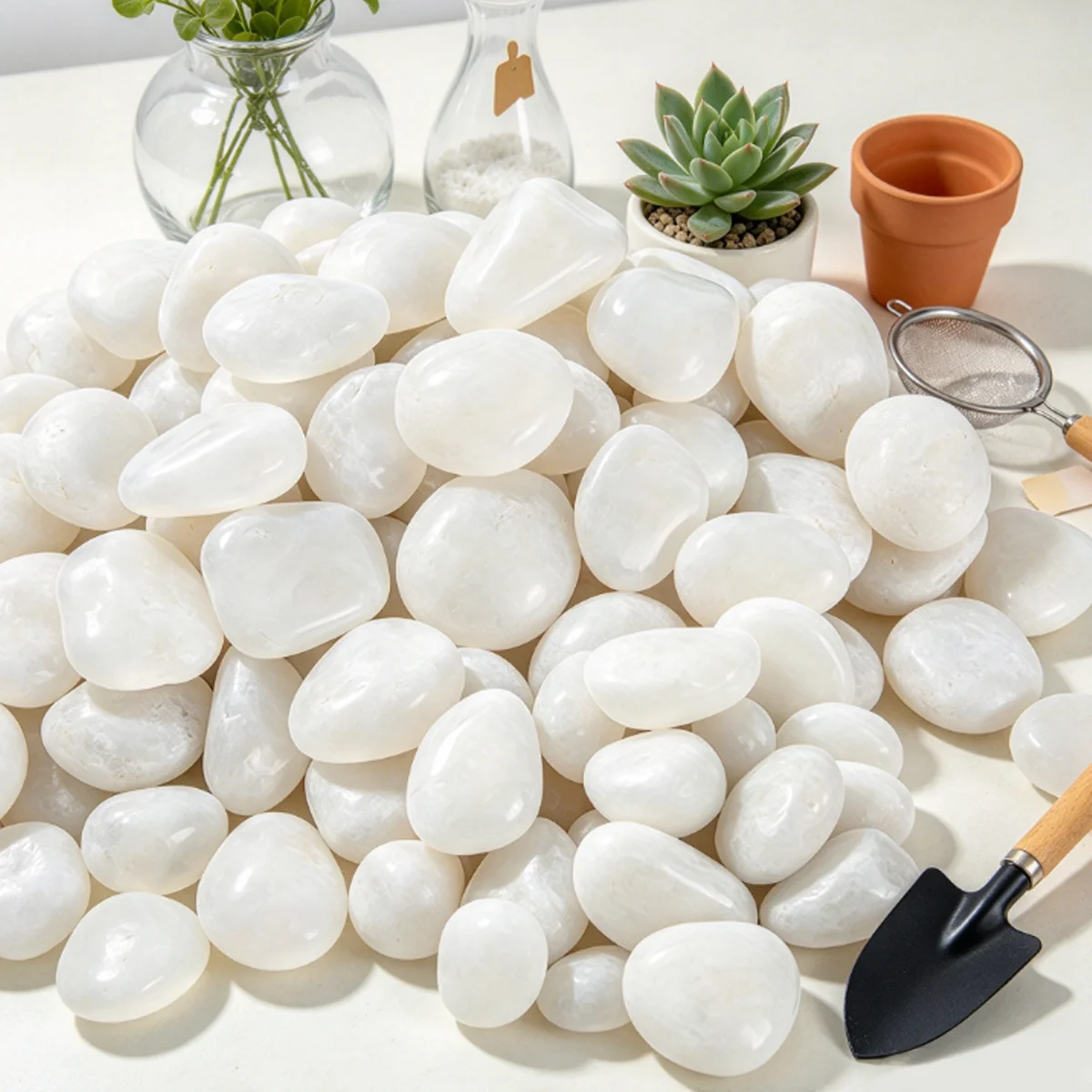 300/400/700g Highly Polished White River Pebbles Smooth Decorative Stones for Aquarium Fish Tank Vase Filler Garden Decor ZSY