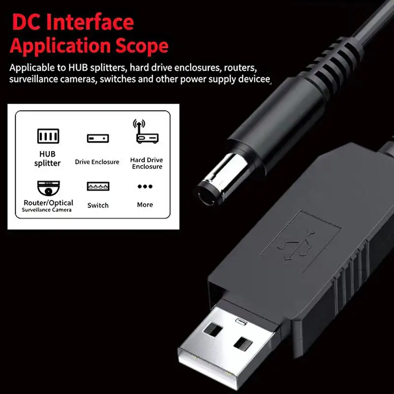 USB Boost Converter Adapter Power Boost Line DC 5V To DC 9V / 12V Step UP Module USB Cable 2.1x5.5mm Plug For WIFI view 5