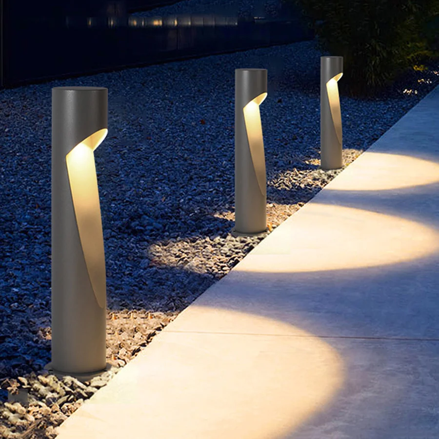 Imagem -03 - Alumínio Pilar Luzes para Jardim Gramado ao ar Livre Post Lâmpadas Bollard Light Varanda Front Yard Decor Ip54 Impermeável 60cm