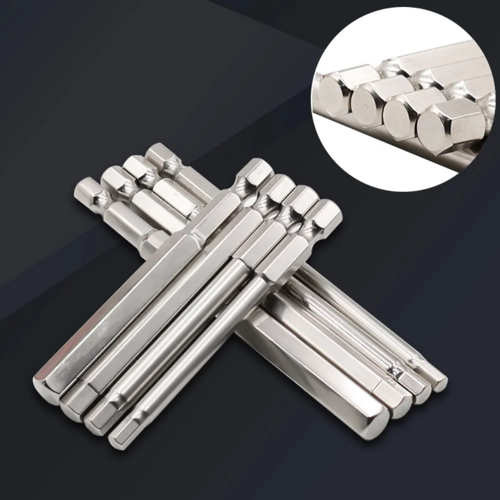 

50mm 75mm 100mm S2 Steel 1/4 Screwdriver Bit Set Metric Antirust External Hexagonal Pneumatic Screwdriver Bit 10Pcs