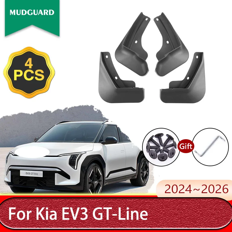 

4x Mudguard For Kia EV3 GT-Line 2024 2025 2026 Set Molded Mud Flaps Splash Guards Front Rear Fender Mudflap Flap Car Accessories