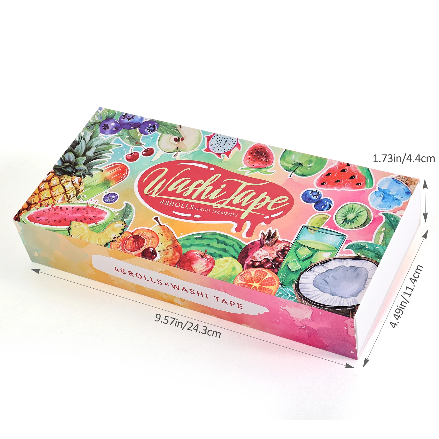 48 Rolls Summer Tropical Fruits Washi Tape, Watercolor Decorative Tape for Scrapbooking, Bullet Journal & DIY Art Crafts