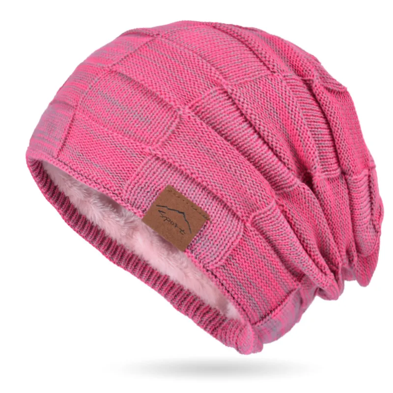 

Autumn Winter Fleece Mixed Color Versatile Knitted Hat Warm Fashion Pullover Hat European US Winter Women's Beanies