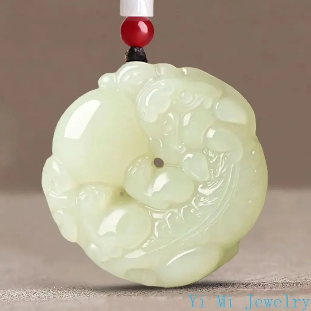 حقيقية Hetian اليشم جاسبر فنغ شوي الشجعان قلادة الرجال والنساء زوجين نماذج بحيرة الأخضر السلام زر قلادة من اليشم مجوهرات هدية