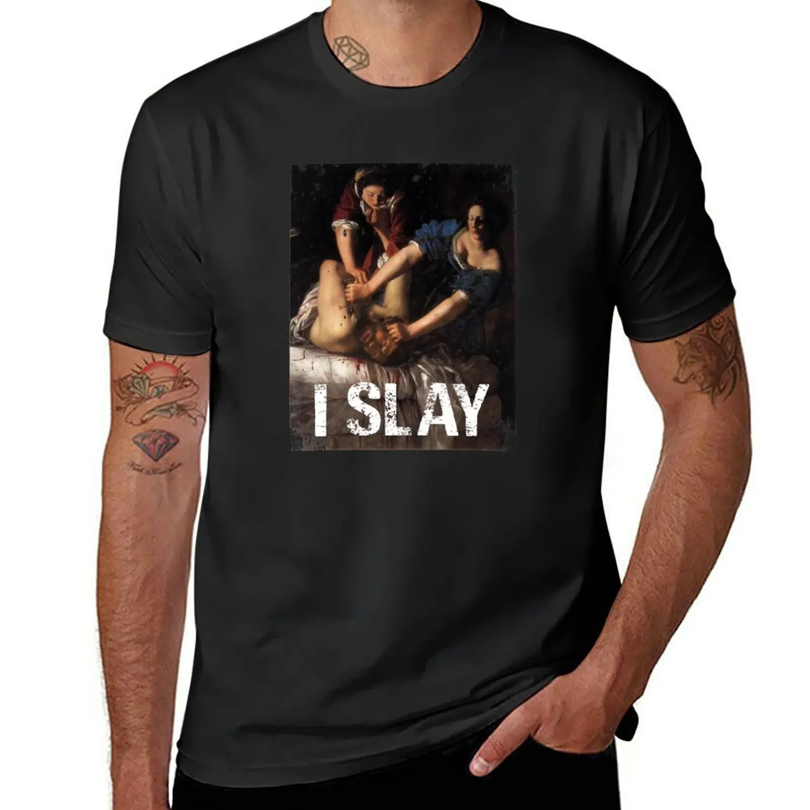 New Judith Beheading Slaying Holofernes I SLAY Feminist Baroque Painting Classical Fine Art T-Shirt Tee shirt sweat shirts, men