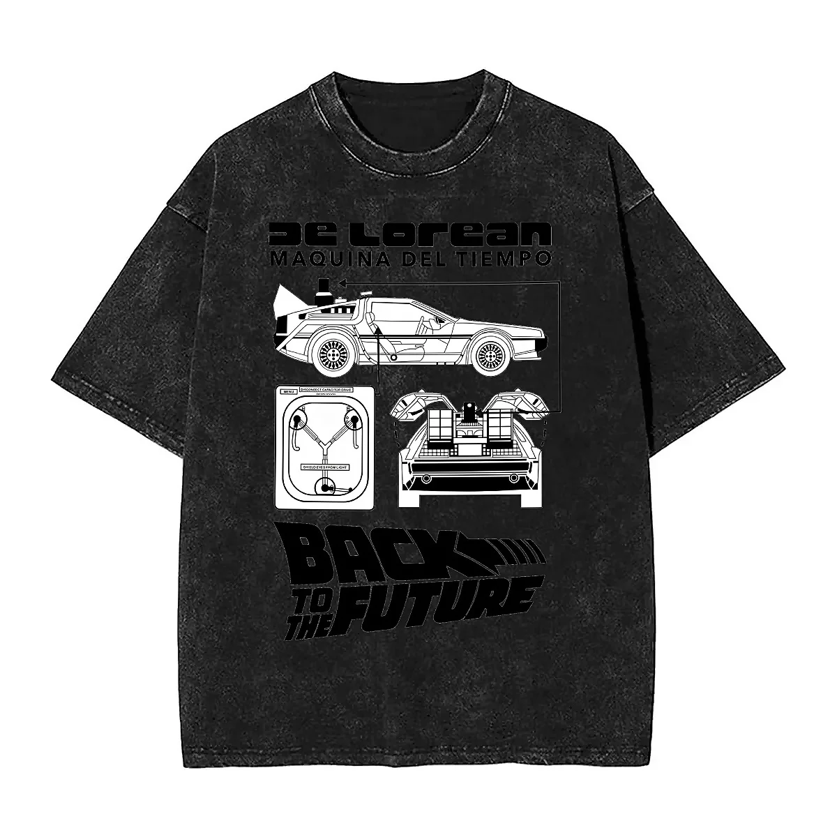 Back To The Future Delorean Washed T Shirt Unisex Car Streetwear T Shirts Summer O Neck Trendy Cool Tee Shirt Oversized Tops