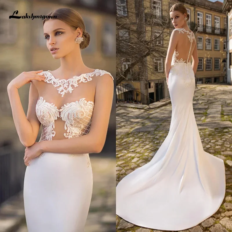 Lakshmigown Mermaid Wedding Dress vestido de novia Lace Appliques Bride dress sereia Wedding Dress 2021