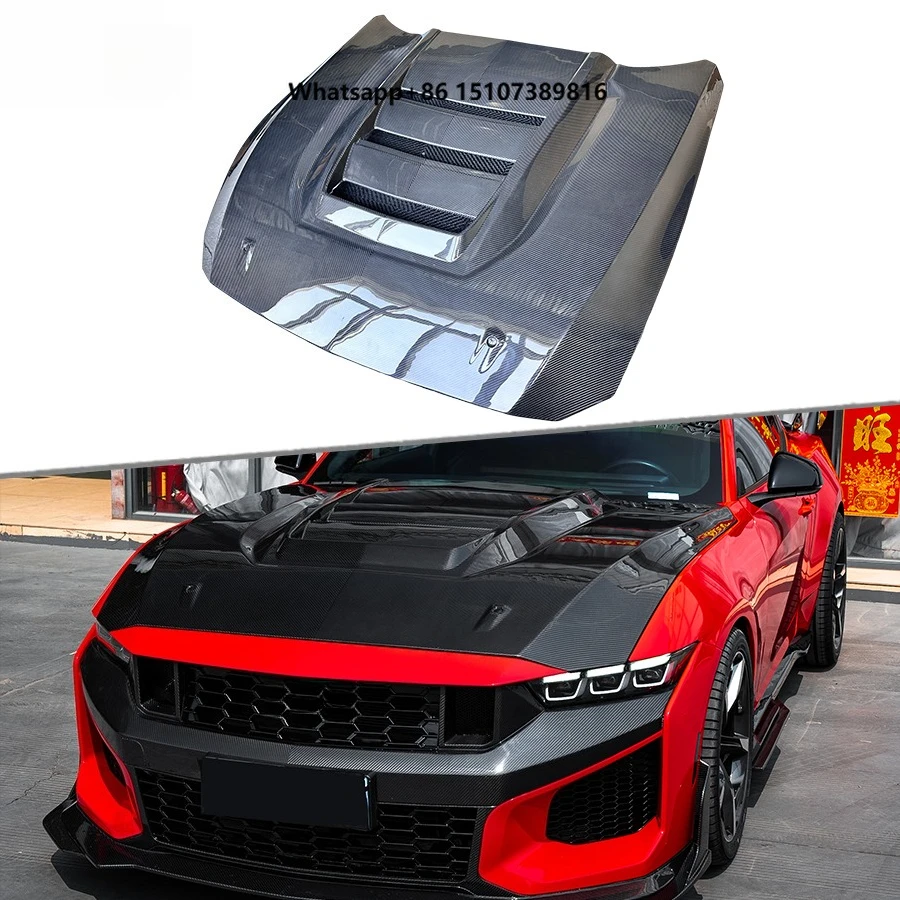 

For Mustang Dark Horse 2024-2026 Dry Carbon Fiber Front Engine Bonnet Hood Replacement Car Accessories
