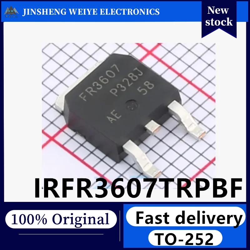 (10/50pcs) IRFR3607 IRFR3607TRPBF FR3607 TO-252-3 N-Channel 60V/86A SMD MOSFET, Brand New Original Stock, Electronic Chip
