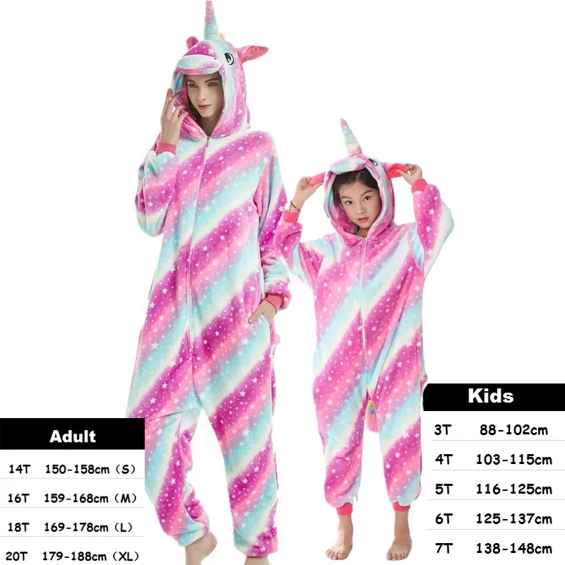 Kigurumi Animal Cartoon Lion Panda Pajamas Onesies Sleepwear For Women Kids Pyjamas Boys Girls Kids Halloween Cosplay Costumes O