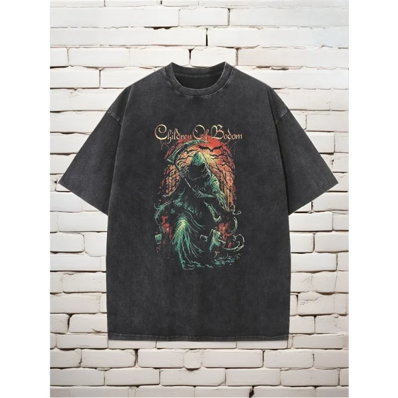 

Gothic Skull Design Red Embellishment - Heavy Metal Punk Rock Band Heavy Metal Gothic Death and Children of Bodom T-Shirt