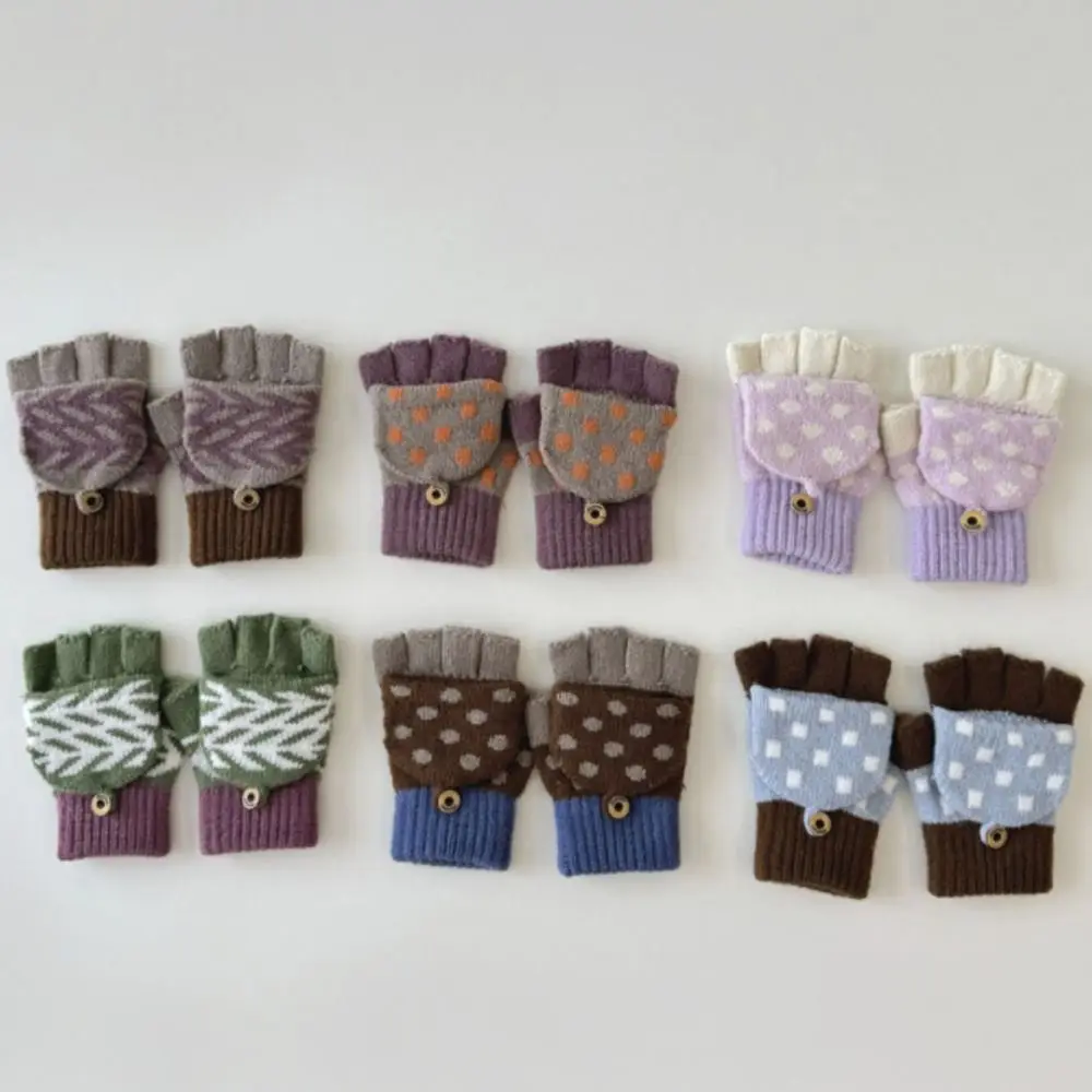 

Новые детские перчатки для детей от 3 до 8 лет, морозостойкие детские зимние перчатки с пятью пальцами, вязаные теплые перчатки с половиной пальца для мальчиков и девочек