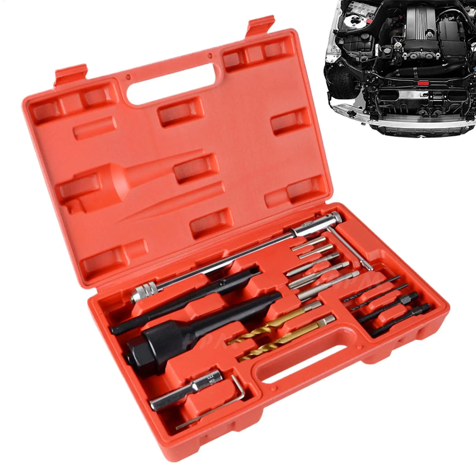 

Damaged Engine Plug Extractor Tool Set 16-Piece M8 M10 Socket with Case for Professionals Mechanics Technicians Home Garage