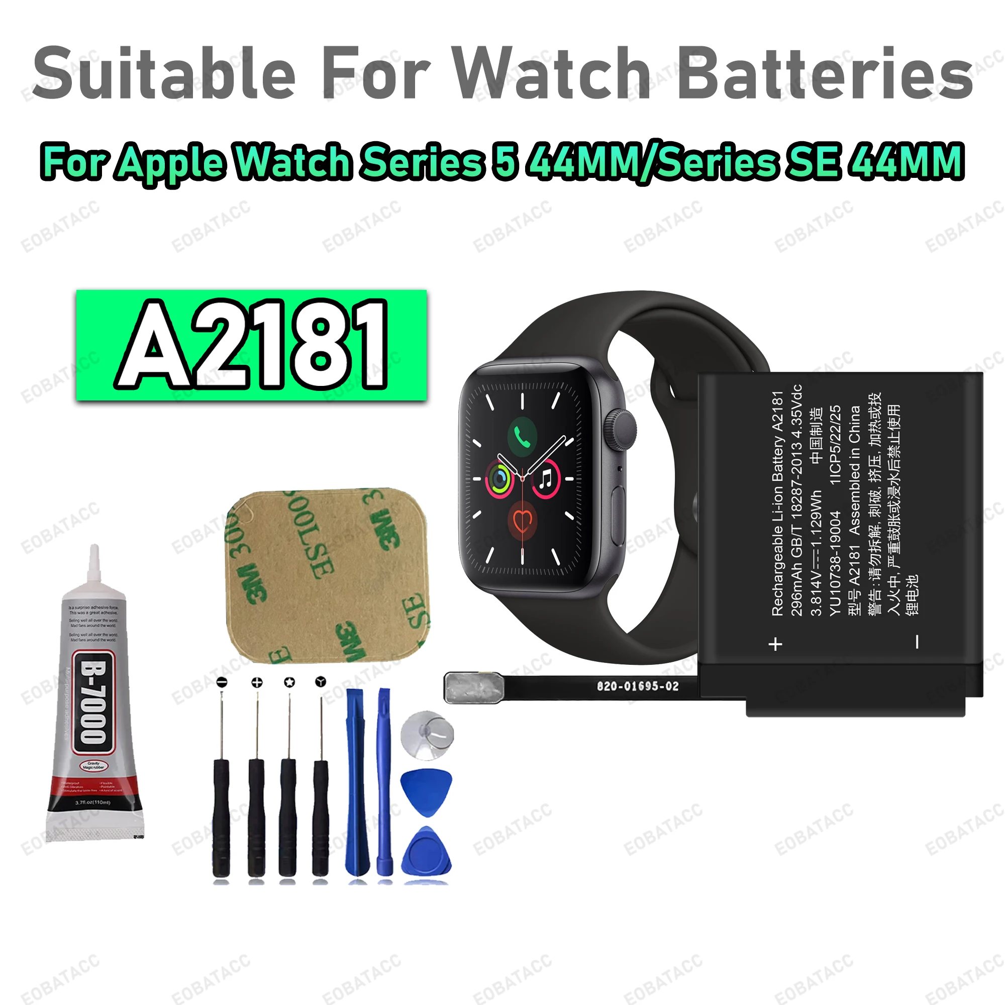 

100% новый высококачественный аккумулятор A2181 для Apple Watch Series 5 44 мм SE 44 мм, аккумулятор A2277 Series SE 40 мм 5 40 мм + бесплатные инструменты
