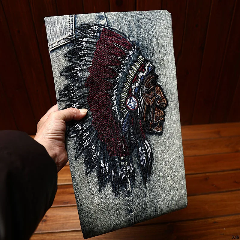 New Embroidered Perforated Light Luxury High end Jeans Men Elastic Fashion Brand Slim Fit Fashion High Street Casual Denim Pants