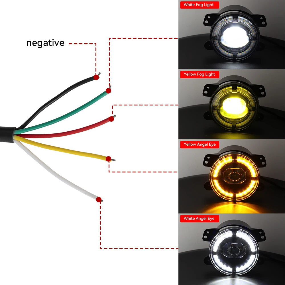 4Inch Led Fog Lights 30W Yellow White Halo Ring DRL Off Road Fog Lamp For Jeep Chevrolet Wrangler JK TJ LJ Dodge Journey Niva