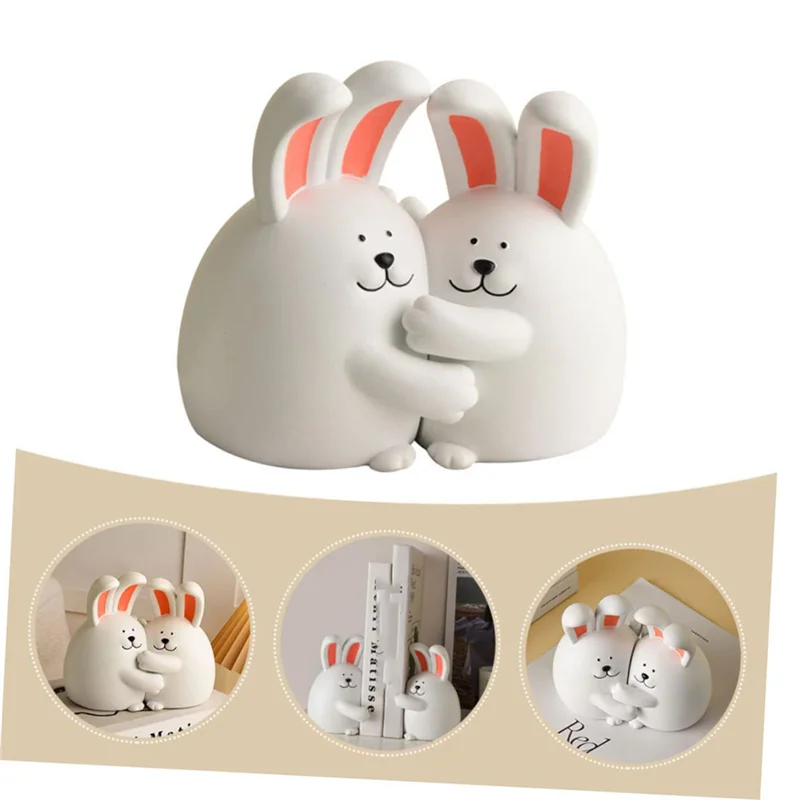 

BAAG-2 Pair Hug Bookend Book Stand Crafted Book Ends Bookends Holders Animal White Resin Hug Bookend