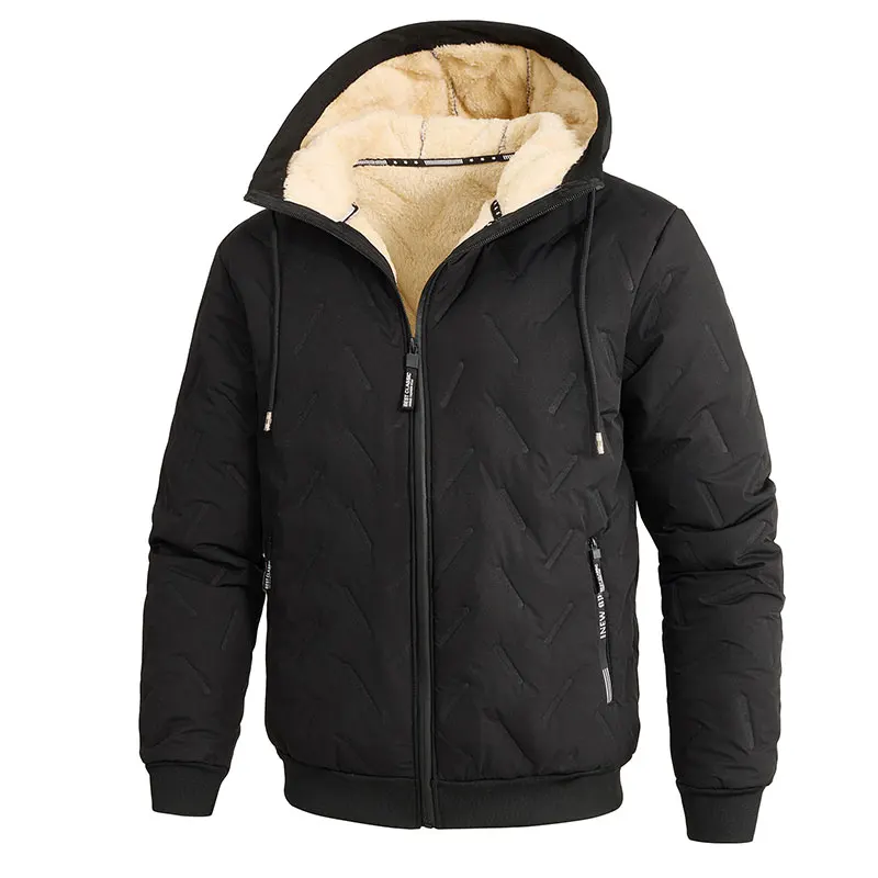 Winterbekleidung, Herrenmäntel, winddichte und warme Kleidung, dicke Herrenjacke mit Kapuze, Jacken für Herren, Thermomantel für Erwachsene, Herrenbekleidung für kalte Temperaturen. – Detail 3