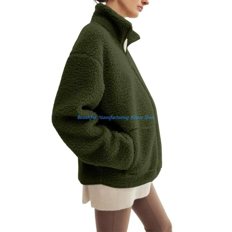 E56A Women's Fleece Zip Up 2 in 1 Baby Wearing Winter Coat Thiken Warm Outerwear with Baby Pocket