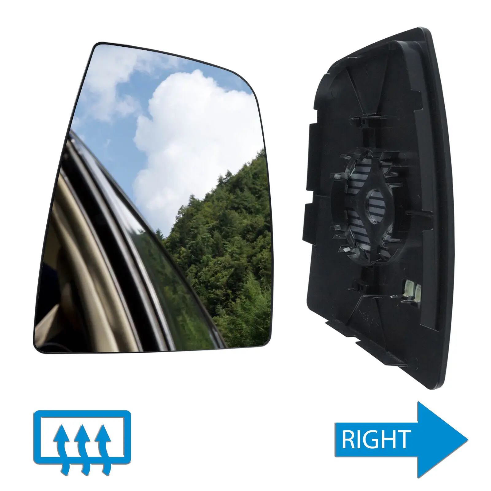 

For 14+ Ford Transit MK8 Front Door Wing Mirror Glass Upper Heated Convex Right