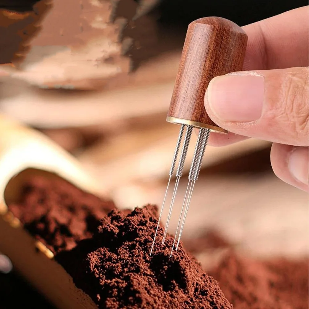 Coffee For WDT Tool Stainless Steel Needle Distributor with Natural Wood Base for Consistent Espresso Extraction