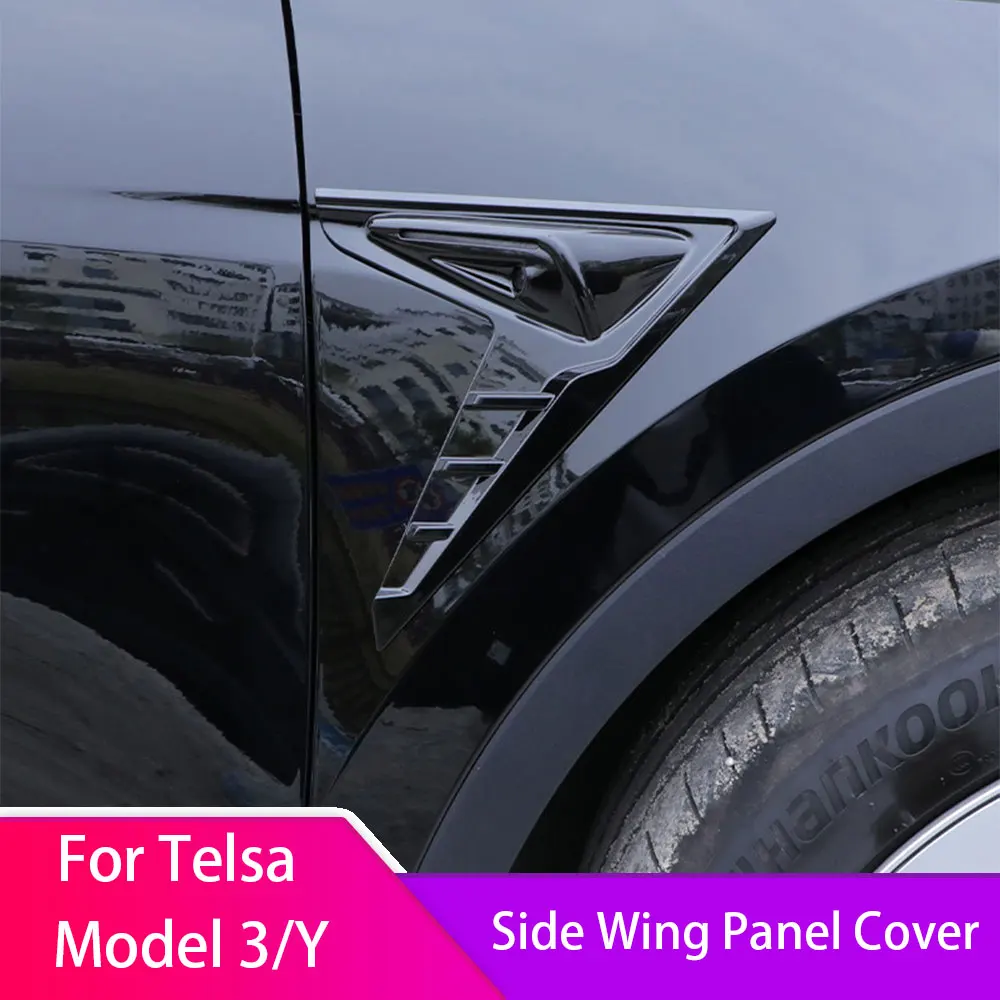 

For Tesla Model 3 Y 2017-2023 Side Camera Protection Carbon Fiber ABS Trim Camera Flanks Car Side Wing Panel Cover 2PCS