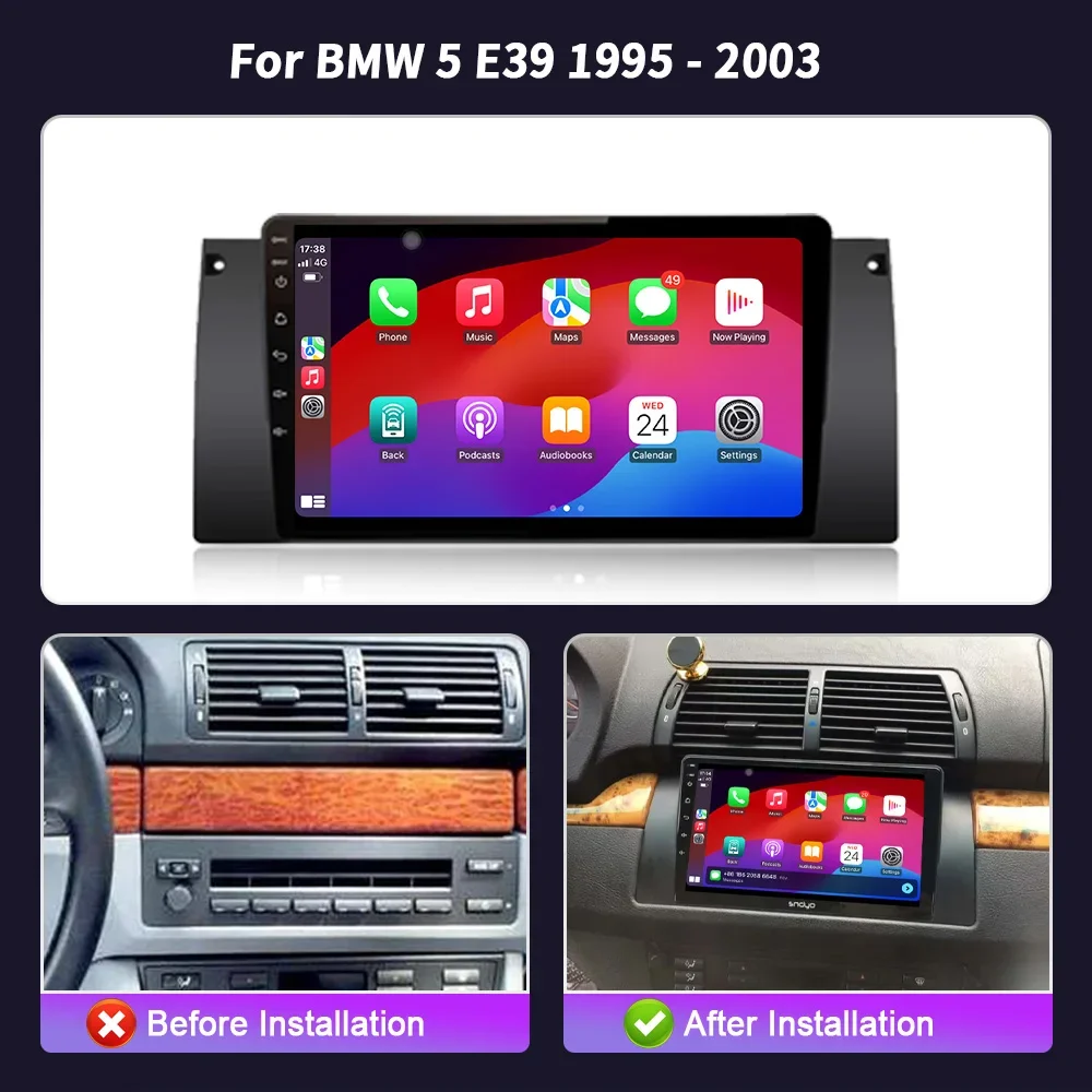 أندرويد 14 لسيارات BMW 5 E39 1995-2003 E53 X5 M5 4G راديو السيارة 4G GPS سماعة لاسلكية تعمل بالبلوتوث CarPlay ستيريو الوسائط المتعددة رئيس وحدة الشاشة