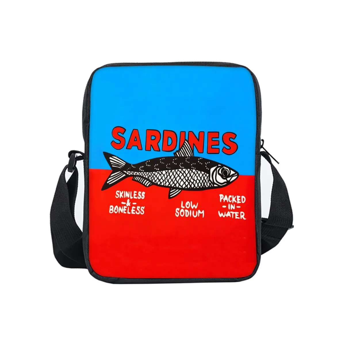 

Colorful Trendy Sardines Printe Single Sided Messenger Bag for Boy/Girls Children Best Gifts 3D Cartoon Casual Crossbody Bag