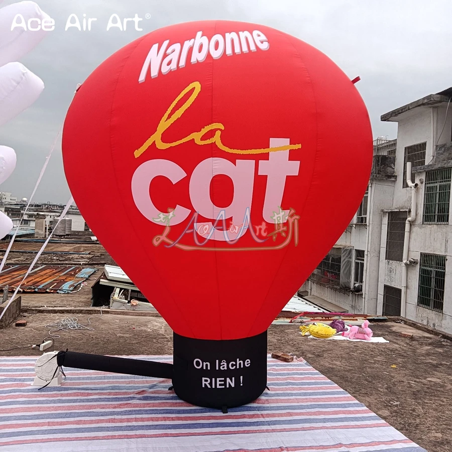 Red or Dark Green Inflatable Hot Air Balloon Mockup with Logo for Event Decoration or Shop Opening