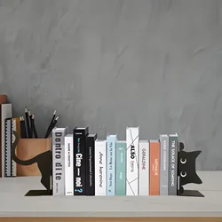 Decorative Cat Bookend Black Cat Book Stopper Stylish Animal Sculpture Decoration Support for Office Kids Room Desk Home Shelves