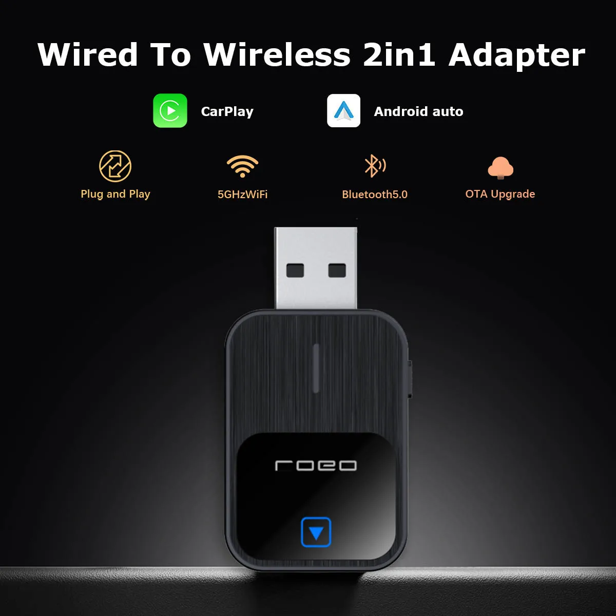 

Wireless Carplay Adapter Android Auto 2in 1 Smart Dongle 2024 5G WIFI For iphone Android Phone For Volvo Benz Mg Kia Chery VW