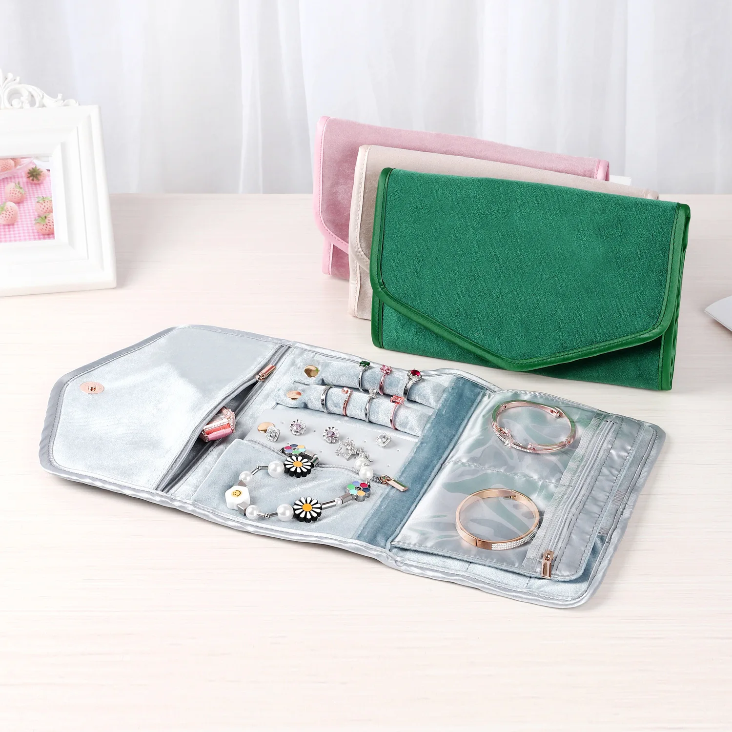 

Travel Jewelry Bags For Ring Earrings Storage Portable Mini Necklace Bracelet Organizer Holder Packaging Box Display For Woman