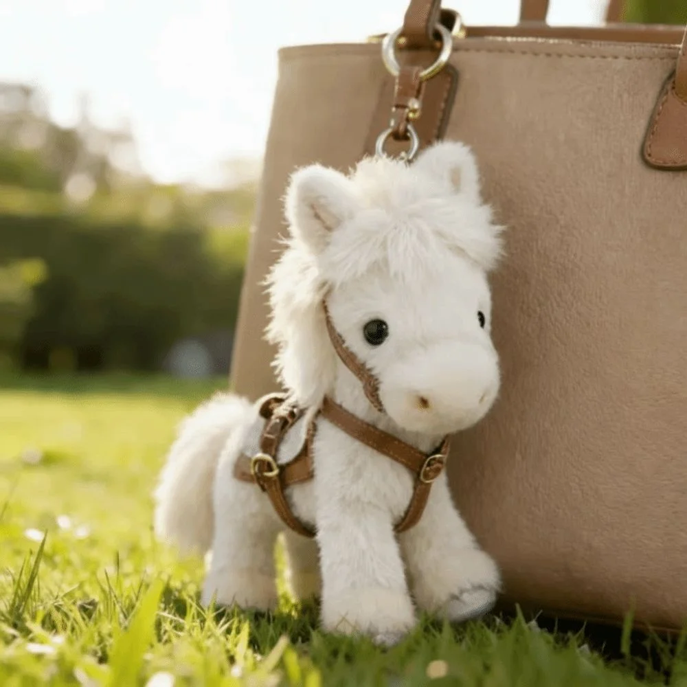 Soft Material Plush Horse Keychain Mini Pony Cartoon Style Stuffed Animal Pendant Mascot Plush Lucky Decor Plush Pony Keychain