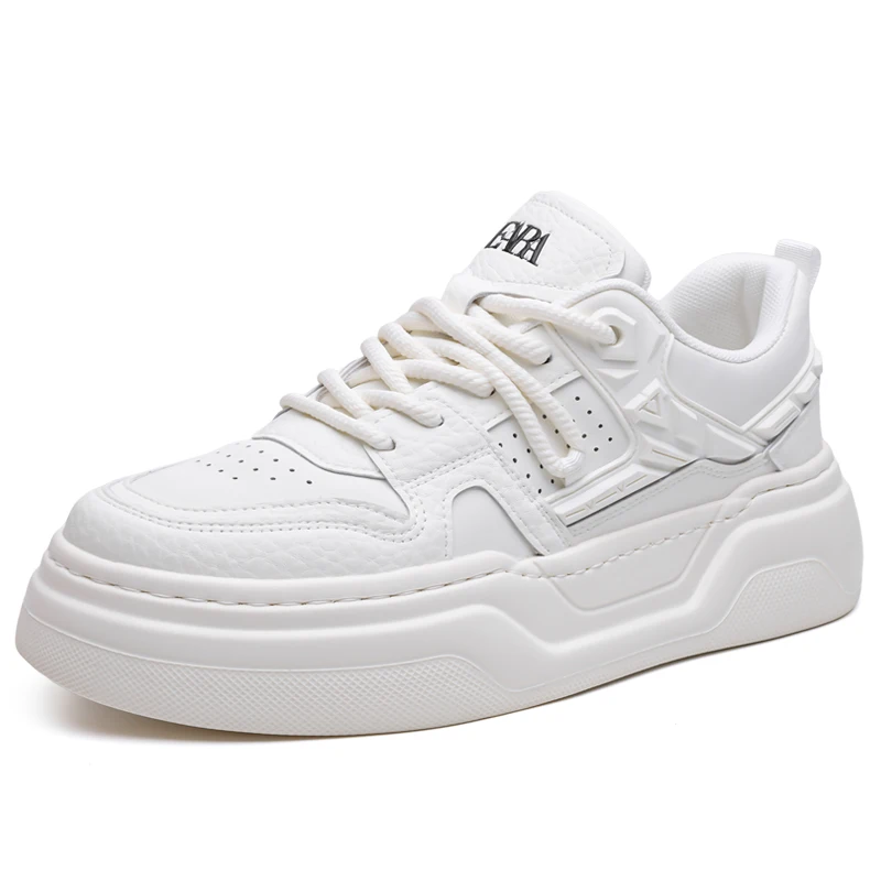

Men's Black Bread Sneakers Chunky Platform Sole Casual Lace-Up Flat Shoes for Teens Minimalist Design Comfortable Autumn Spring