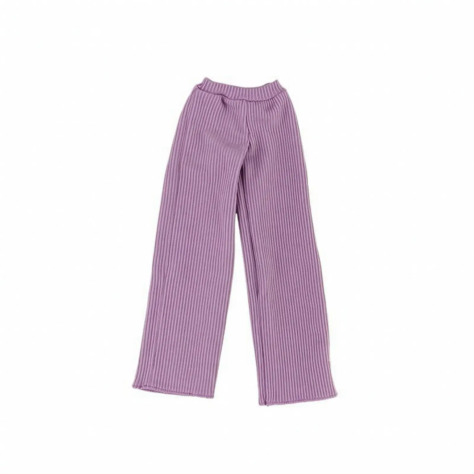 12 Inch Fashion Doll Casual Pants Ribbed Knit Wide Leg Trousers with Stretchy Elastic Waistband for